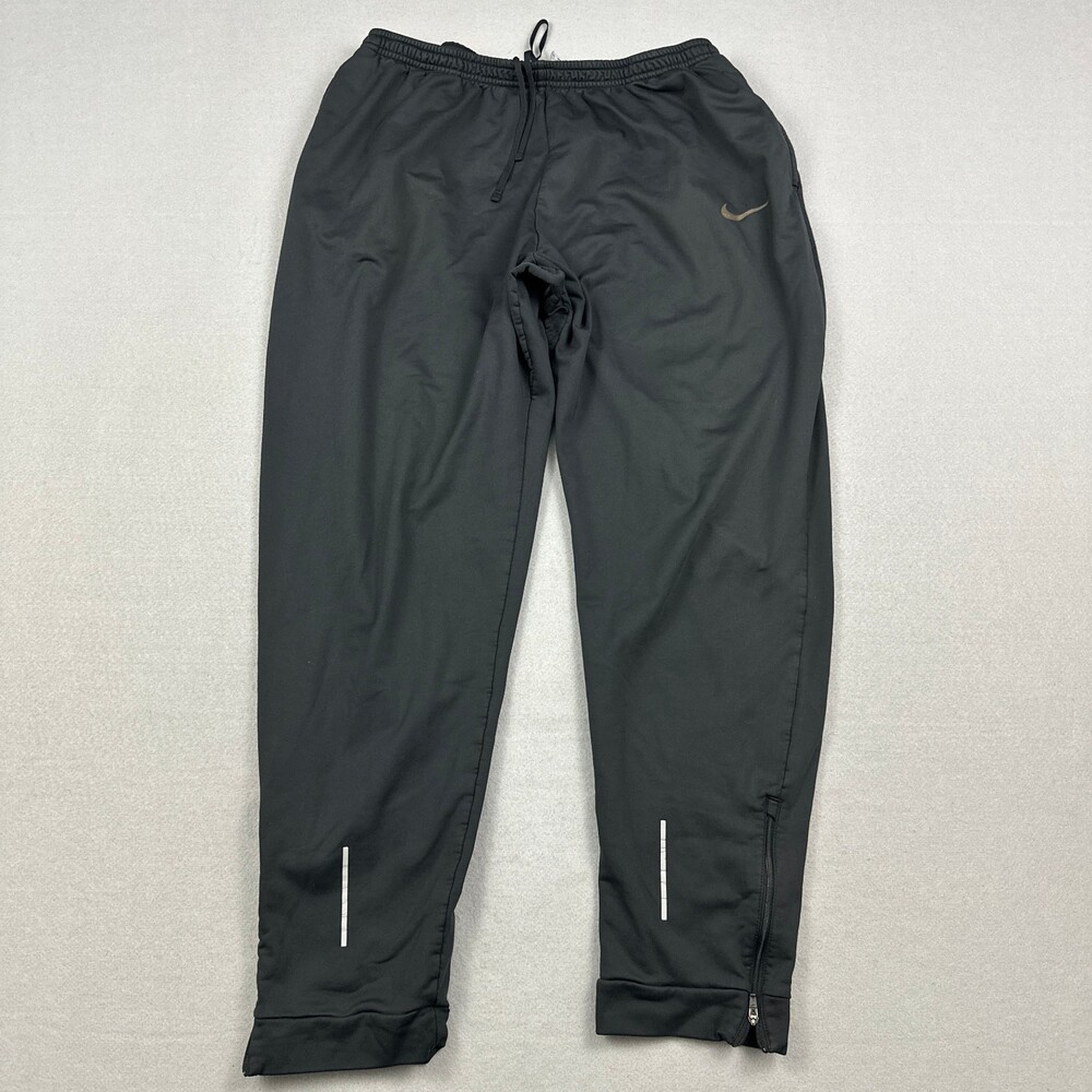Nike Pants Men Extra Large Black Woven Running Jogger Zip Leg Dri Fit XL